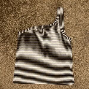 Aerie Striped One-Shoulder Top